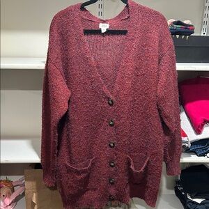 A.n.a Burgundy Button-Up Cardigan